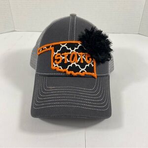 Women’s Oklahoma State Trucker Hat Snap Back Cap W/ Embellishment Black Orange